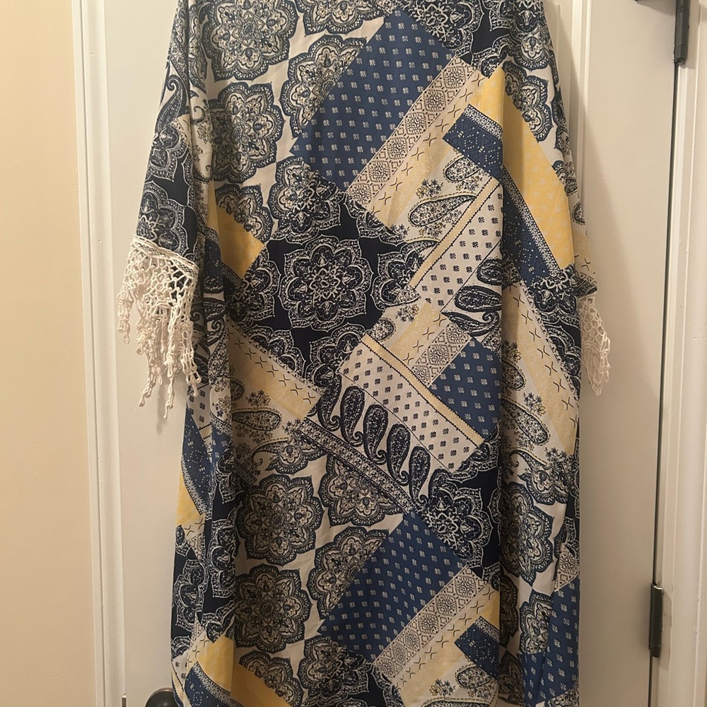 Cato Blue and Yellow Patchwork Kimono